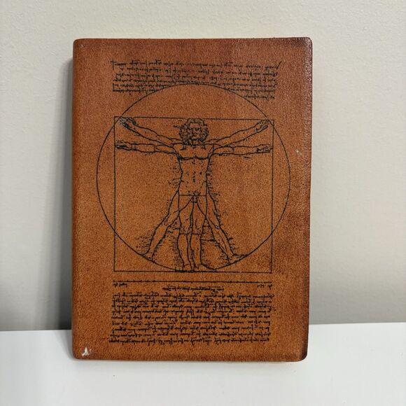Da Vinci: Vitruvian Man Artisan Brown Leather Notebook Grid Paper - Picture 1 of 7